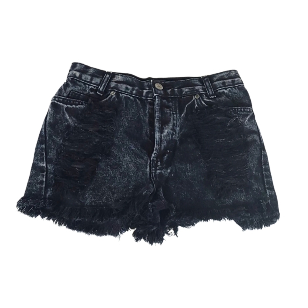 John Galt Brandy Melville Black Acid Wash Denim Jean Shorts 24" Waist